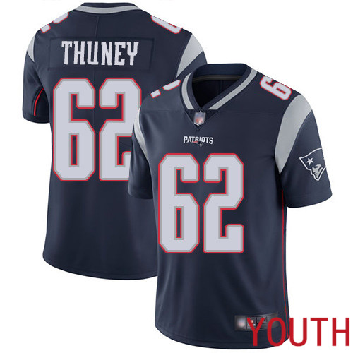 New England Patriots Football #62 Vapor Untouchable Limited Navy Blue Youth Joe Thuney Home NFL Jersey